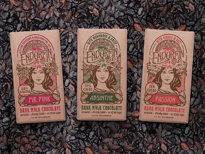 Art Nouveau Packaging concept for Organic Chocolate Bars art nouveau chocolate drawing modern