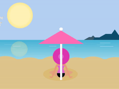 CSS In the beach version animation css design flat illustration