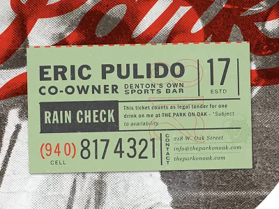 Denton's Own baseball boxing business card halftone sports ticket type