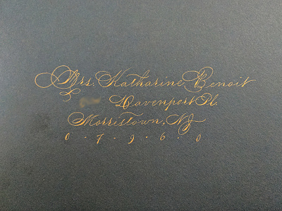 Wedding invitation calligraphy gold gouache spencerian wedding