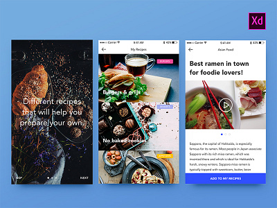 Foodies UI Kit - Adobe Xd adobe adobexd app design food foodie freebie mobile prototype web