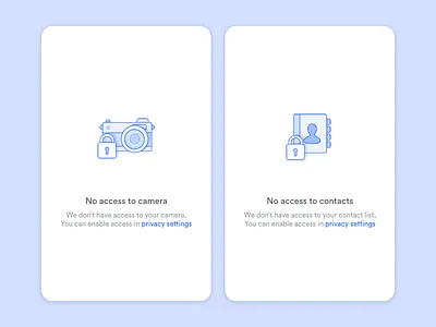 Error Screens - No access to camera, No access to contacts app design camera contacts empty state icon illustration no access outline ui