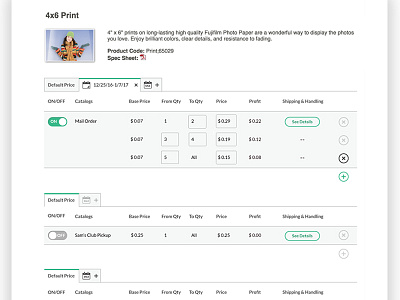 Volume Pricing UI Changes in Fujifilm Developer Network add calendar default price off on pricing product remove sale shipping table tabs