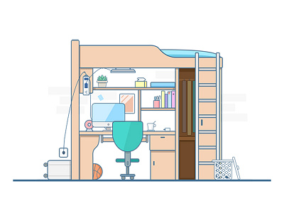 University dormitory icon illustration