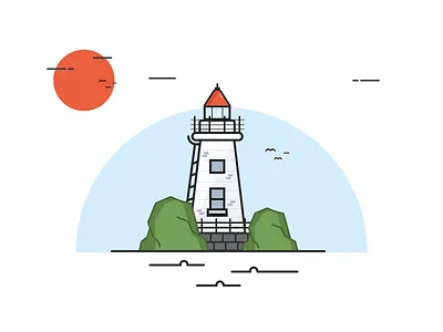 Light House icon illustrator lighthouse motion mountains ocean