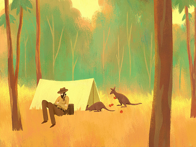 Sneaky Business afternoon apples australia bush camping illustration kangaroo wallaby