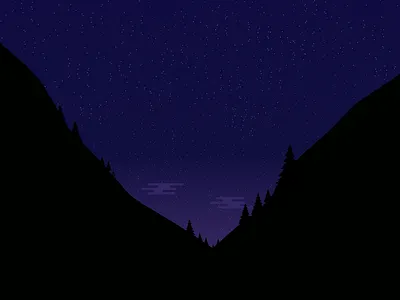 Starry Night! landscape night stars pinetrees mountains vector