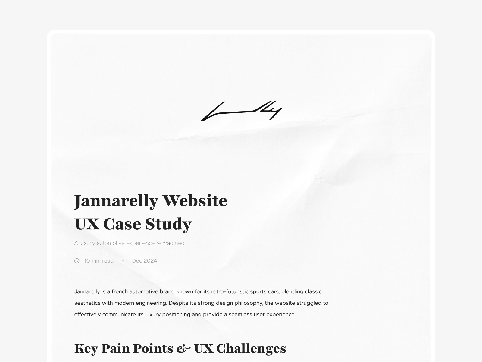Jannarelly Website UX Case Study car case study jannarelly ux website