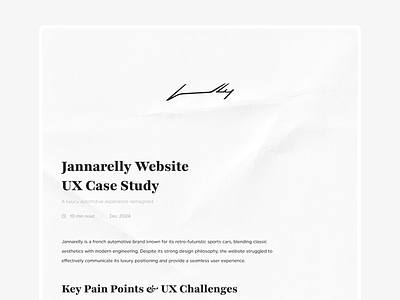 Jannarelly Website UX Case Study car case study jannarelly ux website