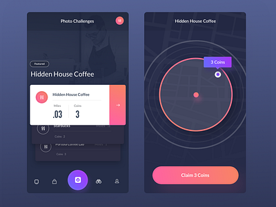 Location Rewards App app application clean design iphone location map rewards ui ux