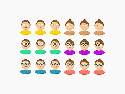 Vector characters for at simple 2D game boy boys character characters emotion emotions game girl girls person persons vector