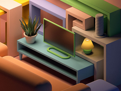 Fit In 3d c4d fit furniture geometric illustration room