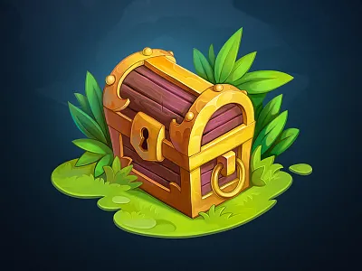 Treasure Chest chest coffer game gold grass icon ios isometric treasure