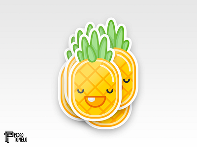 Toothless Pineapple abacaxi geometric illustration pedro pineapple sticker tonelo vector vetor yellow