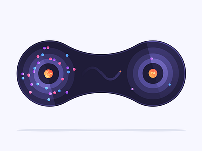 Deduplication Illustration atom atoms concept deduplication developer electron engineer planet system