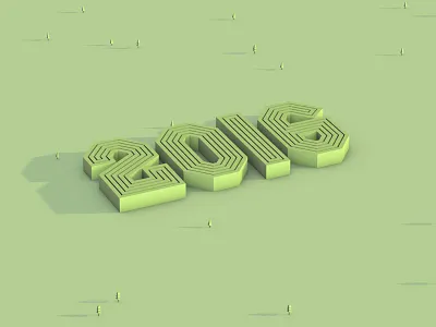 2016 - The Maze in The Middel of Nowhere 2016 3d cinema4d flatshading grass green maze trees vector