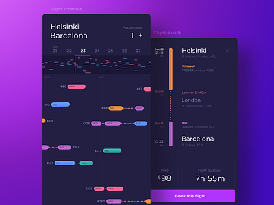 Fly App app booking flight interface map mobile plane schedule ticket travel trip ux