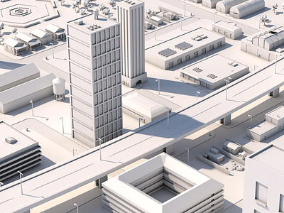 White City 3d buildings c4d cinema 4d city clay low poly render white