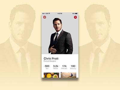 User Profile — Daily UI #006 006 app chris pratt dailyui design mobile pinterest tan ui user profile