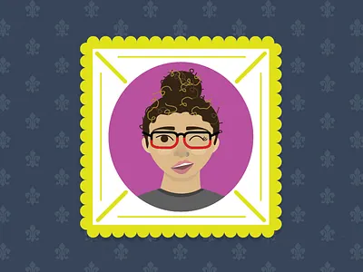 big hair don't care. kinda. avatar bye card curly curly hair girl glasses seflie wink