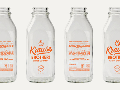 Krause Brothers Bottles branding fruit handwritten layout leaves lock logo orange script texture thick up