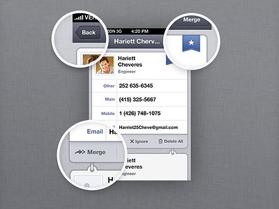 Contacts cleanup & merge app contact experience gray interface ios texture ui user