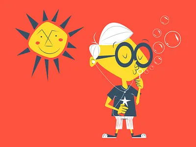 Bubbles. Also fun. bubbles illustration kid sun vector art work in progress
