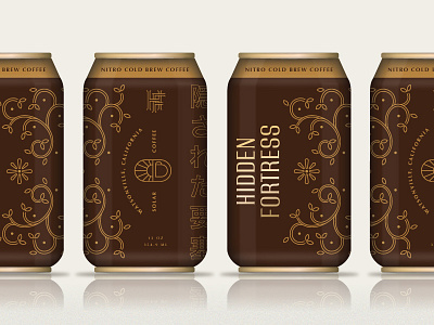 Hidden Fortress #5 branding can coffee cold brew flourish flower gold icon logo packaging premium solar