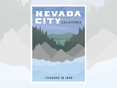 Nevada City forest illustration illustrator mountains poster travel travel poster