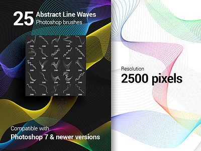 25 Abstract Line Waves Photoshop Brushes abstract addon brushes geometric line modern photoshop psd swirl tool vector wave