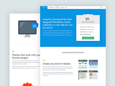 Theme Club Design Reboot blue clean landing page pricing responsive sans serif svg table wordpress