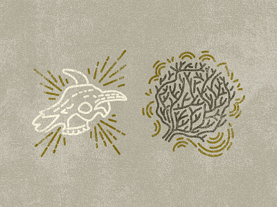 Desert icons cow desert icons linework magic skull tumbleweed