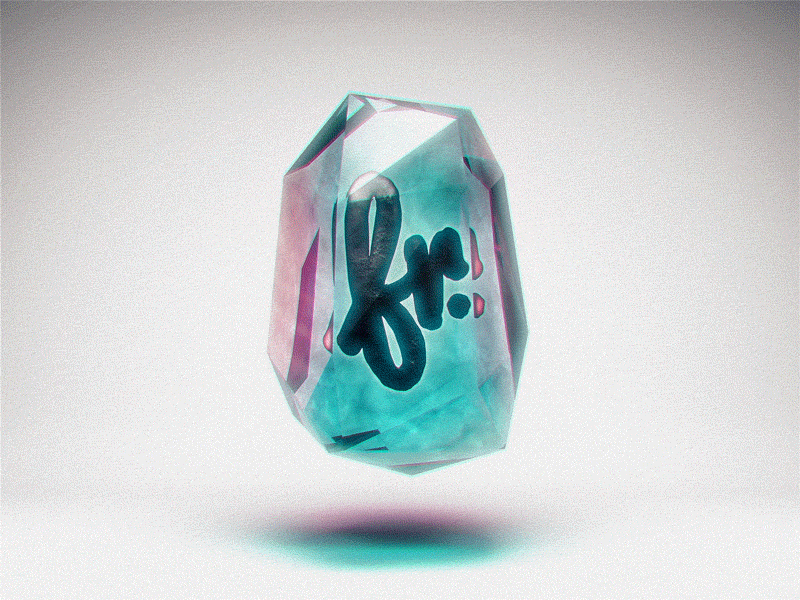 fr. crystal 80s branding cinema 4d crystal cyan glow grain logo look magenta