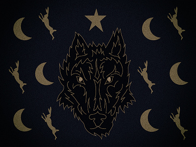 Wolf, hares and crescent moons animal hare jackrabbit moon wolf