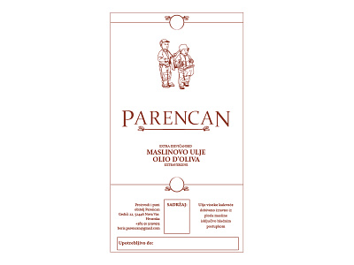 Olive oil label Parencan family rustic vector