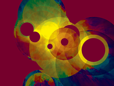 Sunflower #5 abstract bubble circle generative geometric planet rainbow red ring space sphere yellow