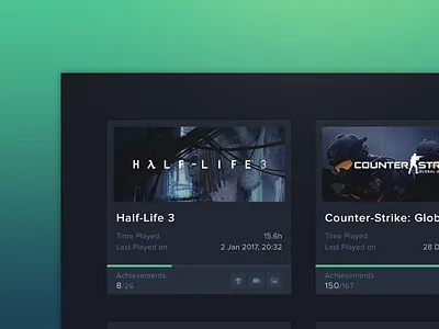 Steam - Recent Activity app daily ui dark ui desktop game gaming profile redesign steam ui video game website