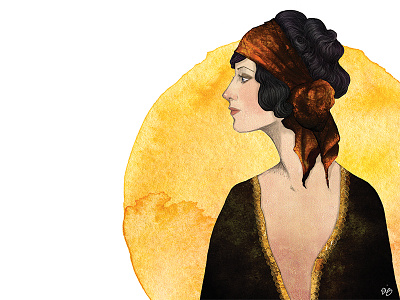 BTATO Classy 20s btato betato classy coco eliz fabulous girl gold headscarf illustration profile suede