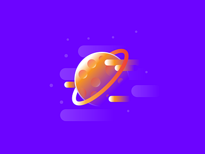 Orange Planet cloud galaxy gradient illustration moon orange planet purple ring saturn space vector
