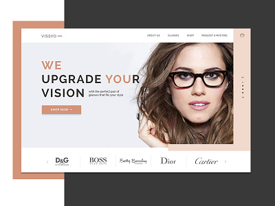 Glasses online shop bold clean ecommerce glasses hero hero section landing page minimal modern shop simple web design