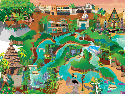 Adventureland Dribbble adventureland disneyland illustration map the jungle cruise