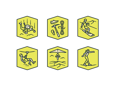 Adventure Icons cont. climb duneboard gliding line skydive slackline zip