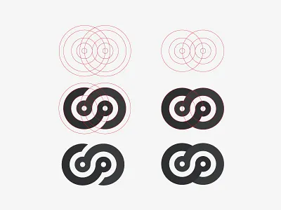 Using circle grid for create some logo mark of infinity shape design identity illustration letter letterform logo logotype mark monogram symbol type