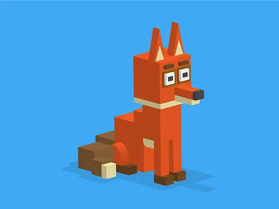 Fox fox isometric shape pixel pixel fox