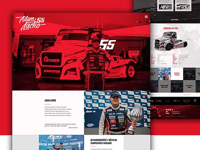 Racing Truck Driver website black design driver duotone racing red truck website