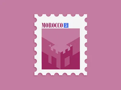 Moroccan Stamp color design flat illustration morocco stamp timbre