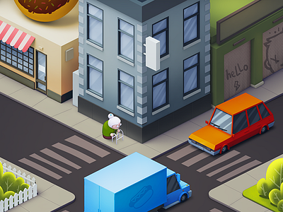 space grannies ios game art buildings cars cinema city concept game grannies illustration ios roads