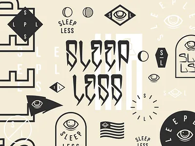Sleepless Branding WIP badge board brand branding eye flag illustration logo logotype moon sleep typography