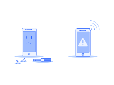 Error Screen Illustration device error fault icon illustration no phone signal technical error wifi wrong