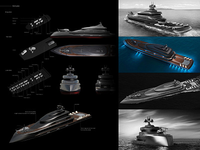 "Superluminal" 58m superyacht 3d 3ds max boat design student designer industrial design luxury product design ship transportation design vessel yacht design